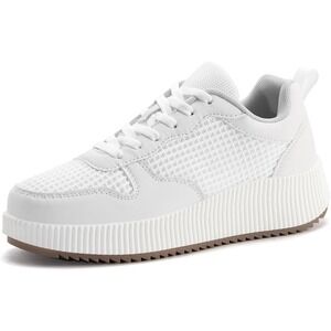 NIB Kyedoo Women Platform Walking Shoes White Mesh Sneaker Lace Up Sz 8